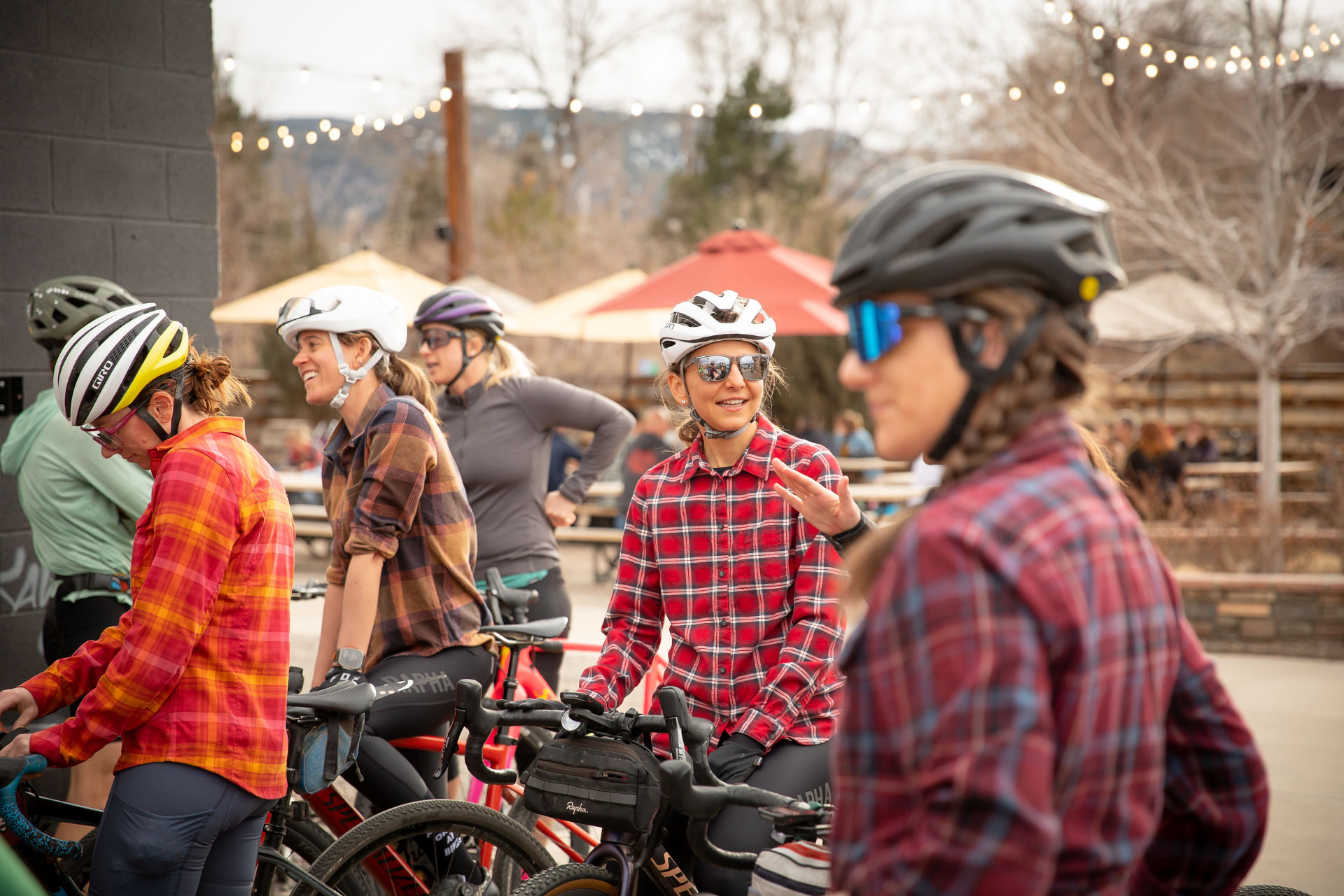 TGIF riders and friends gathered with bikes