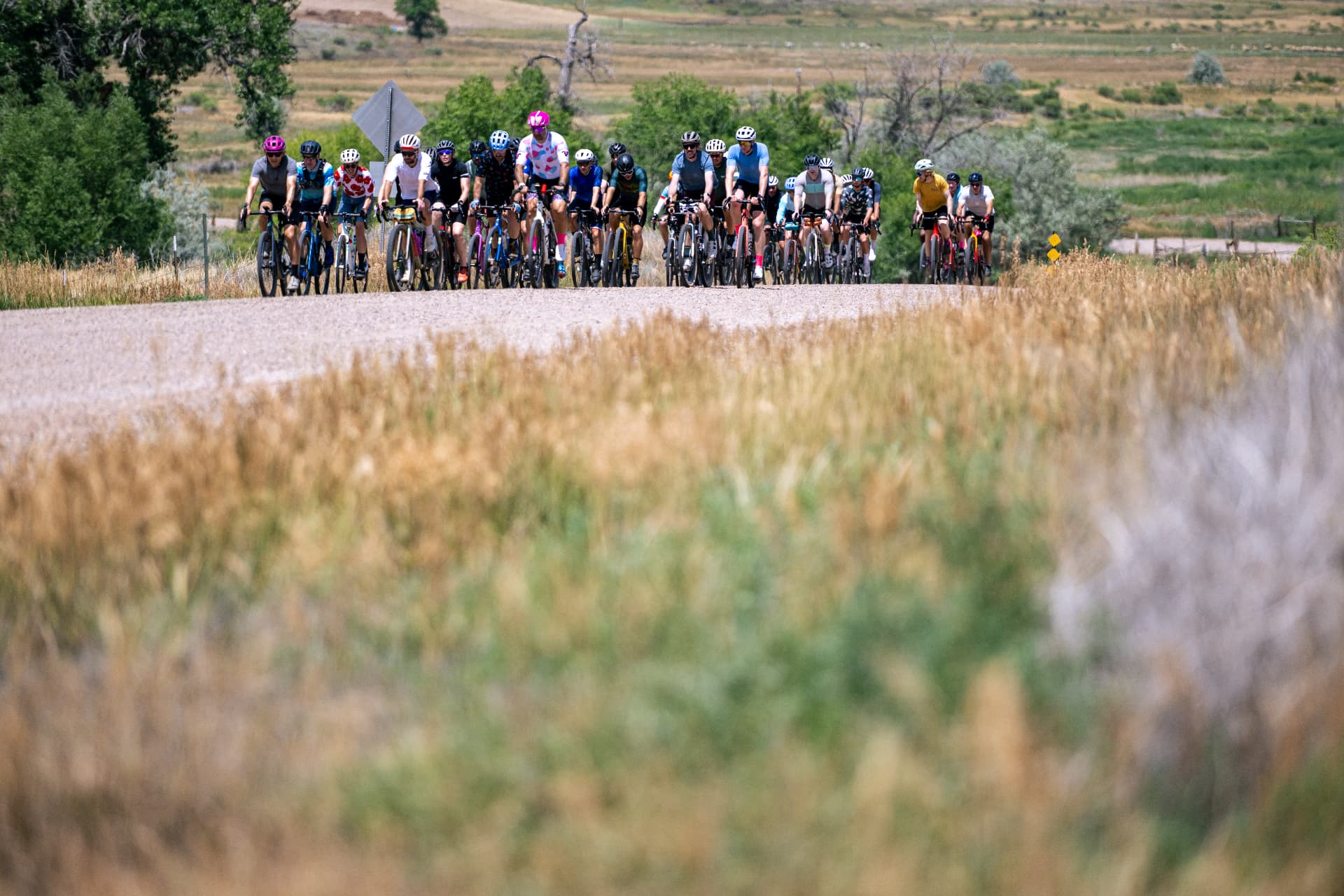 TGIF riders regrouping beside a meadow